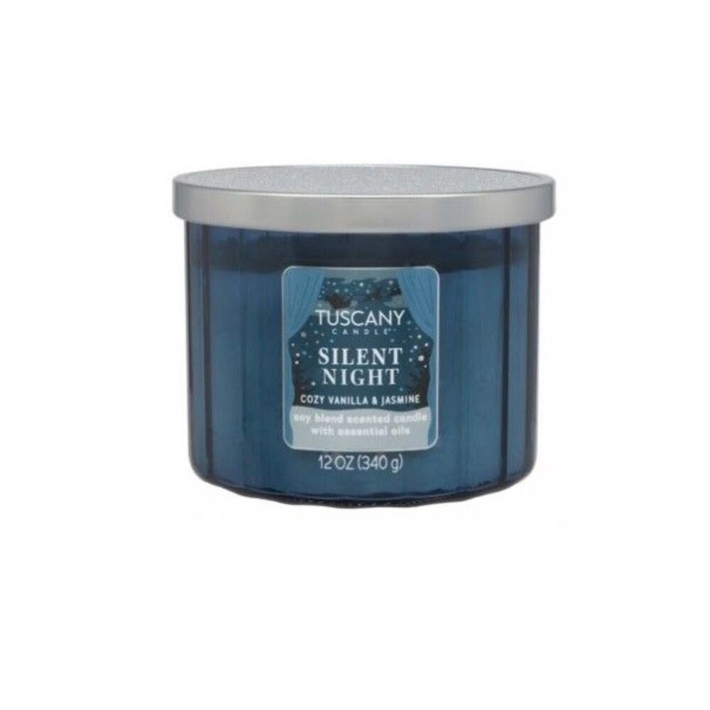 Tuscany Candle SILENT NIGHT Cozy Vanilla & Jasmine 12 Oz Triple Wick Candle NEW